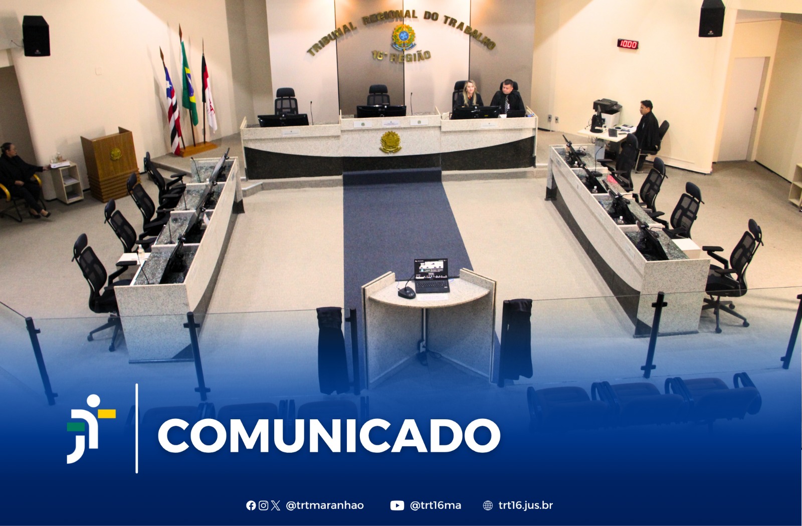 Arte feita com a foto do Plenário e os destaque na parte inferior: COMUNICADO