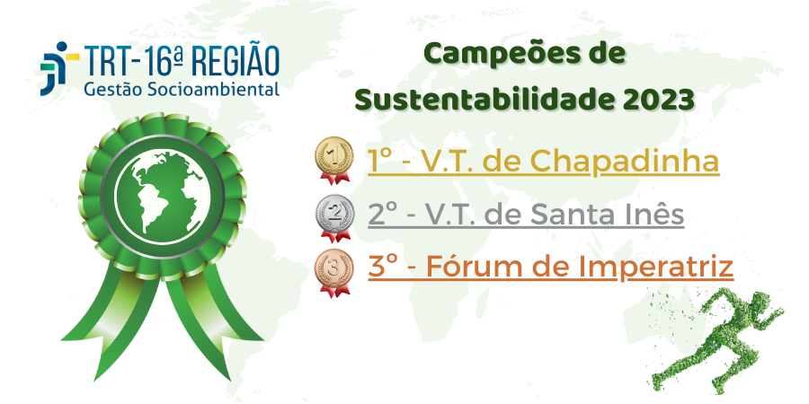 Banner informativo com campeões de sustentabilidade