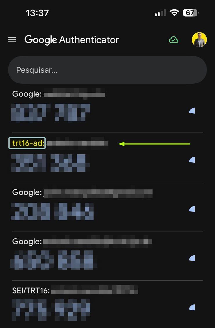 Tela de autenticação MFA