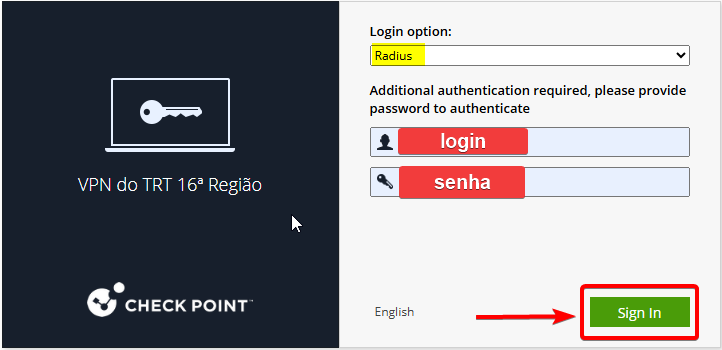 Tela final de conexão VPN estabelecida