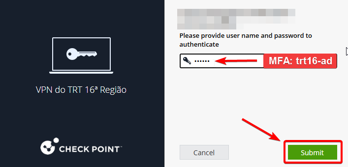 TTela de autenticação MFA