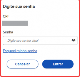 Inserir a senha de login GovBr
