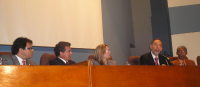 Desembargadora Kátia Arruda, o subprocurador-geral do Trabalho, Luís Camargo, os senadores José Nery e Inácio Arruda e o deputado Domingos Dutra 