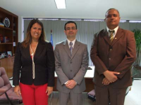 Presidente do TRT, desa. Márcia Andrea, juiz Eduardo Vargas e juiz Érico Renato Cordeiro 