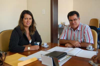 Presidente do TRT-MA, Márcia Andrea  Farias da Silva com o secretário municipal de Obras Públicas, Claudio Castelo de Carvalho