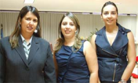 Desembargadora Márcia Andrea Farias, Maria Clara Medeiros e a diretora de Pessoal, Gabriela Gaspar Bello