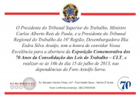 TST e TRT-MA abrem Mostra Comemorativa dos 70 anos da CLT em São Luís nesta segunda-feira (15)