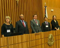 Da esquerda para a direita: desembargadores Denise Pacheco, Lorival dos Santos, Gerson de Oliveira e José Otávio Ferreira, e procuradora-chefe Catarina Von Zuben.