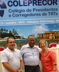 Coordenação do Coleprecor em 2016 (da esquerda para a direita): desembargador James Magno Farias (secretário-geral) e os desembargadores Lorival dos Santos (presidente) e Beatriz Pereira (vice-presidente)