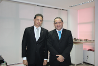 Desembargador James Magno e o procurador-geral do Estado Rodrigo Rocha durante visita institucional