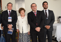 Professora Ada Pellegrini Grinover com o presidente do TRT-MA, com o diretor e o coordenador da Ejud16.