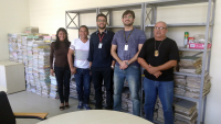 Servidores Edvânia, Antonio José, Valdécio, Gustavo e Marlon finalizam os trabalhos em Caxias