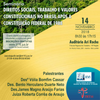 EJUD16 promove seminário sobre "Direitos Sociais, Trabalho e Valores Constitucionais" nesta quarta-feira (14)