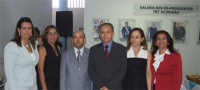 Des. Márcia Andrea Farias (E), com os representantes da CEF,  Adelcide Araújo,  Valdemilson Almeida, José Viana, Ceres Silva e Lucenita Pereira