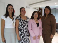 diretora Gabriela Bello, juíza Liliana Bouéres , Adriana Lima e a presidente do TRT-MA, desembargadora Márcia Andrea