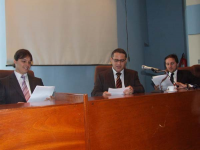 O juiz do Trabalho Bruno de Carvalho Motejunas,   o desembargador James Magno Araújo Farias e José Caldas Góis Jr (da OAB-MA)