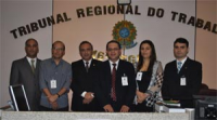 Magistrados do TRT integrantes da Banca Examinadora com o desembargador James Magno e o advogado Pedro Duailibe, representante da OAB