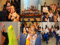 Crianças passeiam no mundo da imaginação, durante programação em comemoração ao Dia da Criança, no TRT