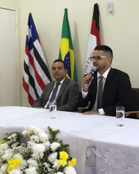 Juiz Paulo Fernando, coordenador da EJUD16, fez a abertura da Semana de Extensão ao lado juiz Fábio Ribeiro Sousa da VT de Caxias
