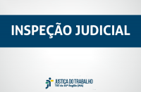 Imagem com fundo branco, com faixa azul marinho onde estão escritas as palavras INSPEÇÃO JUDICIAL, na cor branca, e abaixo a logomarca da Justiça do Trabalho