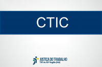 Imagem com fundo branco, com faixa azul marinho onde está escrito CTIC, na cor branca, e abaixo a logomarca da Justiça do Trabalho