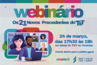 Arte com fundo cinza e a palavra WEBNÁRIO com letras coloridas em destaque. Abaixo, ilustração colorida de pessoas participando de webnário e informações sobre o evento.