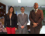 Presidente do TRT, desa. Márcia Andrea, juiz Eduardo Vargas e juiz Érico Renato Cordeiro 