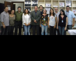 Des. Gerson de Oliveira, com o juiz Higino Diomedes, a equipe da Ouvidoria e servidores da VT de Açailândia