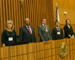 Da esquerda para a direita: desembargadores Denise Pacheco, Lorival dos Santos, Gerson de Oliveira e José Otávio Ferreira, e procuradora-chefe Catarina Von Zuben.