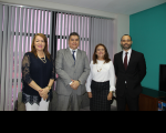 Desembargadora Solange Castro Cordeiro e equipe de assessores jurídicos da Caixa
