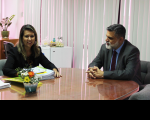 Desembargadora Márcia Andrea em reunião com o ministro Lelio Bentes, na manhã do dia 12/2.