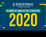 Imagem com fundo azul com informações sobre Reunião de Análise da Estratégia 2020