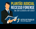 Imagem em fundo azul com o texto PLANTÃO JUDICIAL RECESSO FORENSE