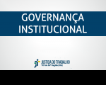 Imagem com fundo branco e faixa azul com as palavras na cor branca GOVERNANÇA INSTITUCIONAL