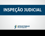 Imagem com fundo branco, com faixa azul marinho onde estão escritas as palavras Inspeção Judicial, na cor branca, e abaixo a logomarca da Justiça do Trabalho