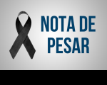 Imagem com as palavras NOTA DE PESAR e símbolo do laço em cor preto