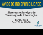 Imagem com fundo cinza e azul sobre indisponibilidade de serviços de TIC hoje (16/11)