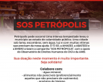 Imagem de banner com informações sobre a campanha SOS Petrópolis, em prol da população da cidade atingida por temporal no dia 15 deste mês