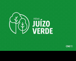 Arte criada pelo CNJ com fundo verde, imagem gráfica de duas árvores em um círculo, ao lado o texto PRÊMIO JUÍZO VERDE, abaixo, no lado direito, a sigla e o nome do CONSELHO NACIONAL DE JUSTIÇA