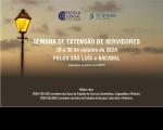 Arte com a informação no centro: Semana de Extensão de Servidores – 28 a 30 de outubro de 2024 – Polos São Luis e Bacabal – inscrições no portal da EJUD 16. Na parte de cima as logos d Escola Judicial e TRT-16 .