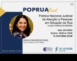 Arte com destaque para a foto da juíza do TRT2 Daiana Monteiro Santos, instrutora do curso POP RUA Jud – Política Nacional Judicial de atenção a pessoas em situação de Rua. Informações sobre dia e horário e logos da EJUD16 e TRT16.