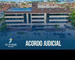 Foto da fachada do Fórum Astolfo Serra - Justiça do Trabalho. Destaque com mensagem Acordo Judicial.