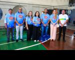 Foto mostra a juíza Liliana Boueres e outras autoridades durante posicionadas em pé, durante mobilização social da Campanha Nacional de Combate ao Trabalho Infantil