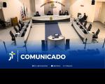 Arte feita com a foto do Plenário e os destaque na parte inferior: COMUNICADO