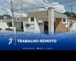 Arte feita com a foto da fachada da VT de Açailândia. E a informação: TRABALHO REMOTO