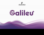Arte com fundo branco. Na base, ondas lilases. Ao centro, a logomarca do Sistema Galileu. No topo, a logomarca do TRT-16.